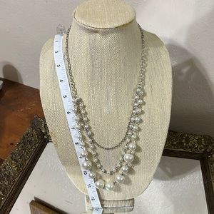 Long Layered Faux Pearl Necklace